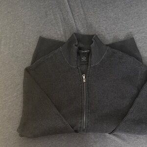 Calvin Klein Jeans Charcoal Ribbed Full-Zip Sweater